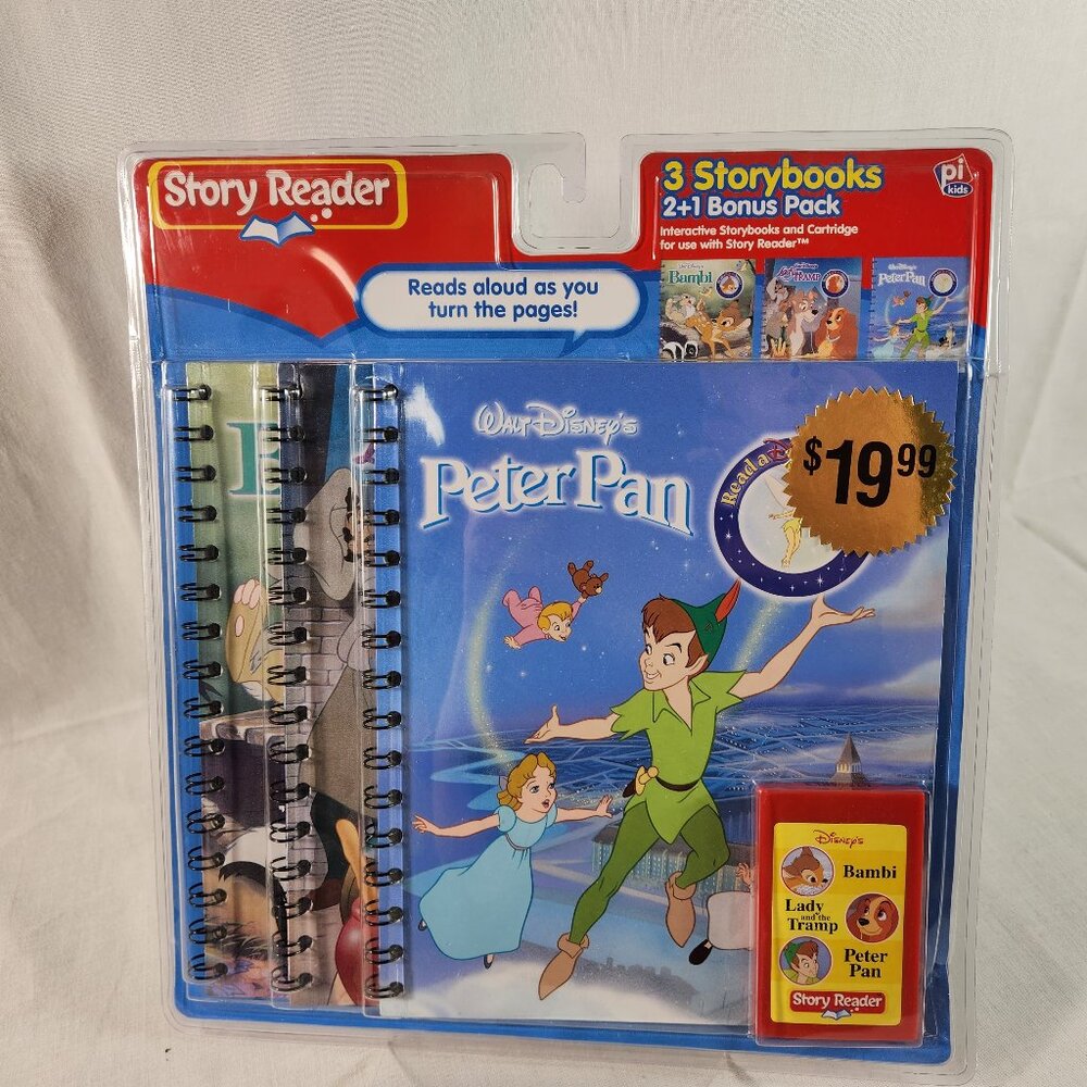 Disney Story Reader 3 Books Peter Pan, Lady & The Tramp, Bambi 2003 New FastShip